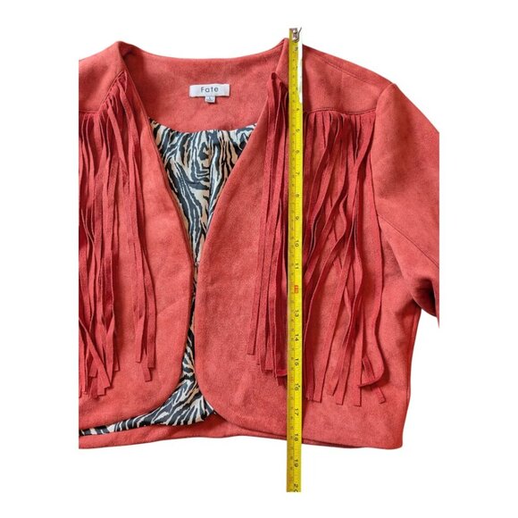FATE | Faux Suede Fringe Cropped Jacket | Brick Red/Burnt Orange | Large - Picture 12 of 12